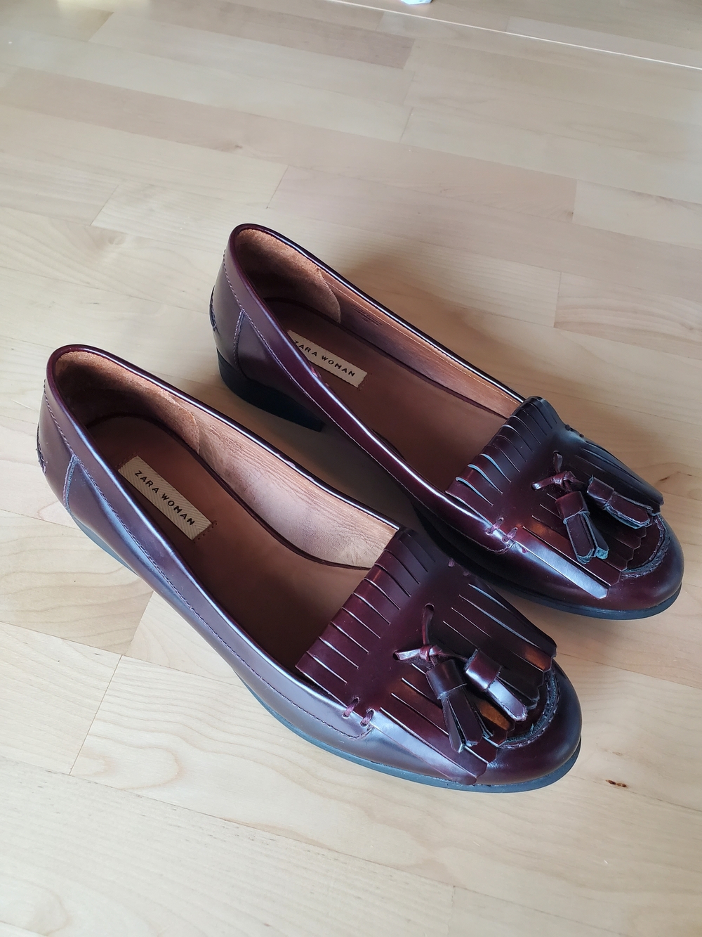 Zara Burgundy Tassel Kiltie Loafers